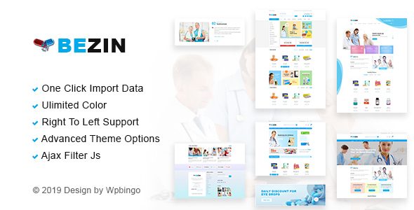 Bezin – Pharmacy & Health WooCommerce WordPress Theme with AI