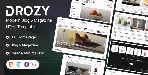 Drozy - Modern Blog & Magazine HTML Template