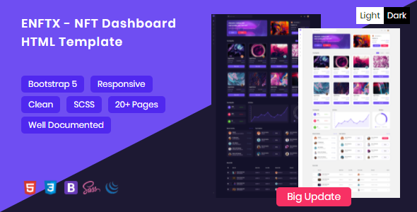 ENFTX - NFT Dashboard HTML Template + Light & Dark