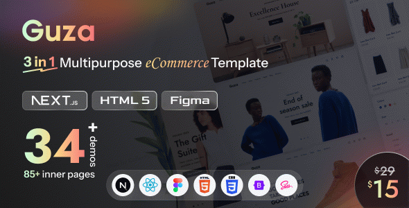Guza - Multipurpose eCommerce HTML, Next.js, FigmaTemplate
