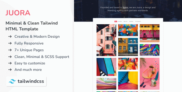 Juora - Minimal Tailwind CSS 3 Template.