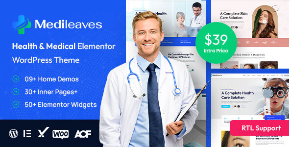 Medileaves - Health & Medical WordPress Theme + RTL Ready