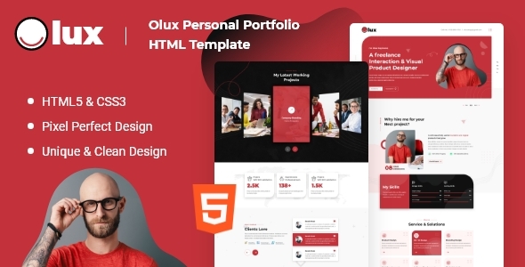 Olux – Creative Personal CV/Resume Portfolio HTML Template