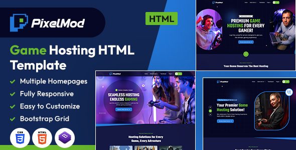PixelMod | Game Hosting HTML Template