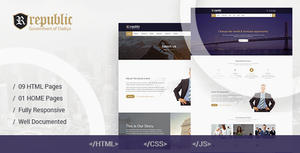 Republic - Government Website Template using Bootstrap