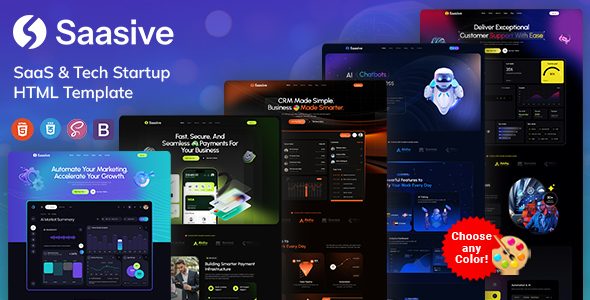 Saasive - SaaS & Tech Startup HTML Template