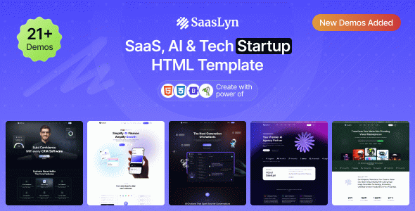 SaasLyn - SaaS, AI & Tech Startup HTML Template