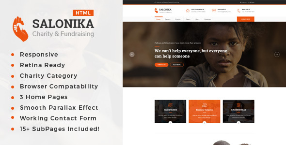 Salonika - Responsive HTML Template for Charity & Fund Raising