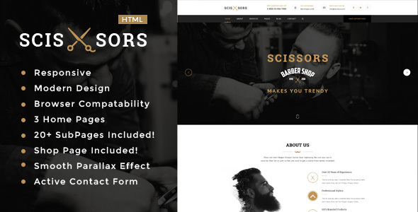 Scissors Salon & Hair Styling HTML Template