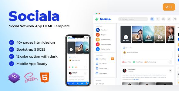 Sociala - Social Network App HTML Template