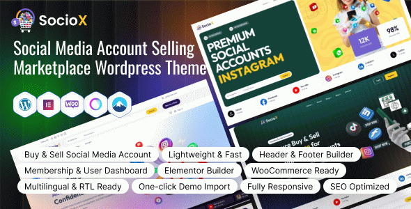 SocioX – Social Media Account Selling Marketplace WordPress Theme