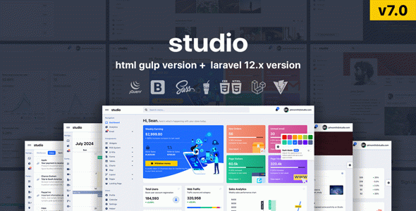 Studio - HTML & Laravel 12.x Bootstrap 5 Admin Template