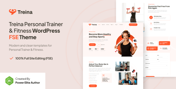 Treina – Personal Trainer & Fitness Gutenverse FSE WordPress Block Theme