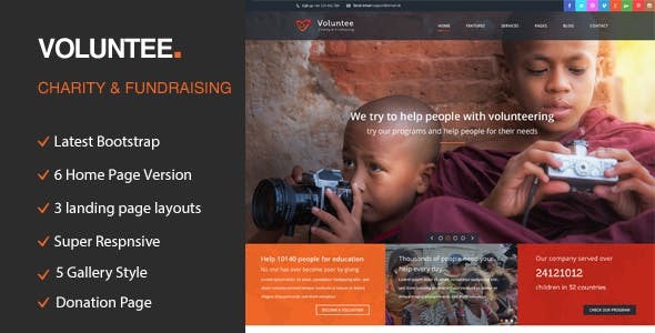Volunteer - Responsive HTML Template for Charity & Fund Raising