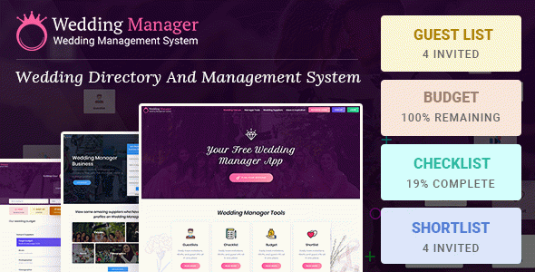 Wedding Manager : Manage Wedding Events and Vendor Listing Event Management WireFrame